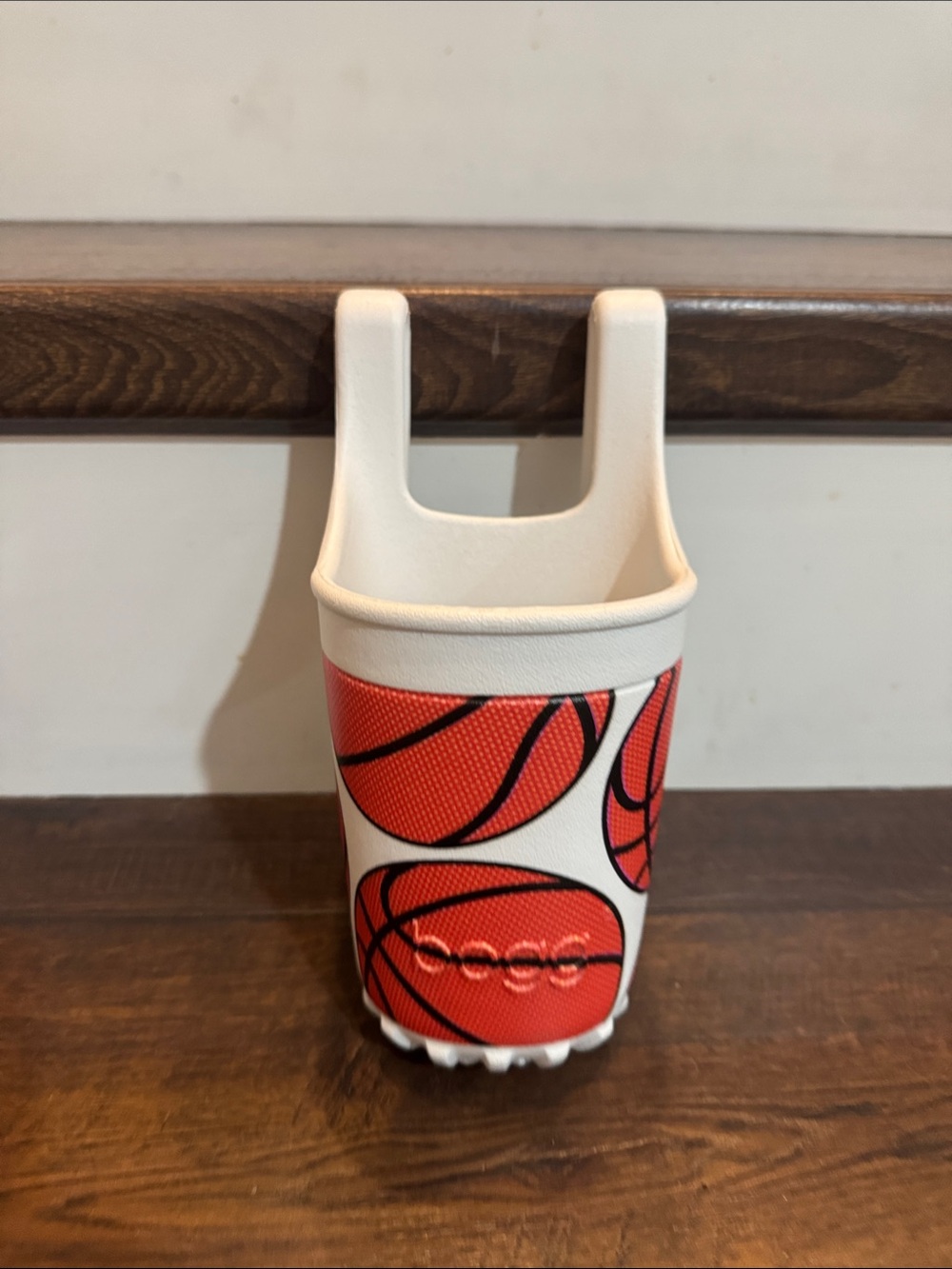 BOGG cup holder White with Orange Basketball Print